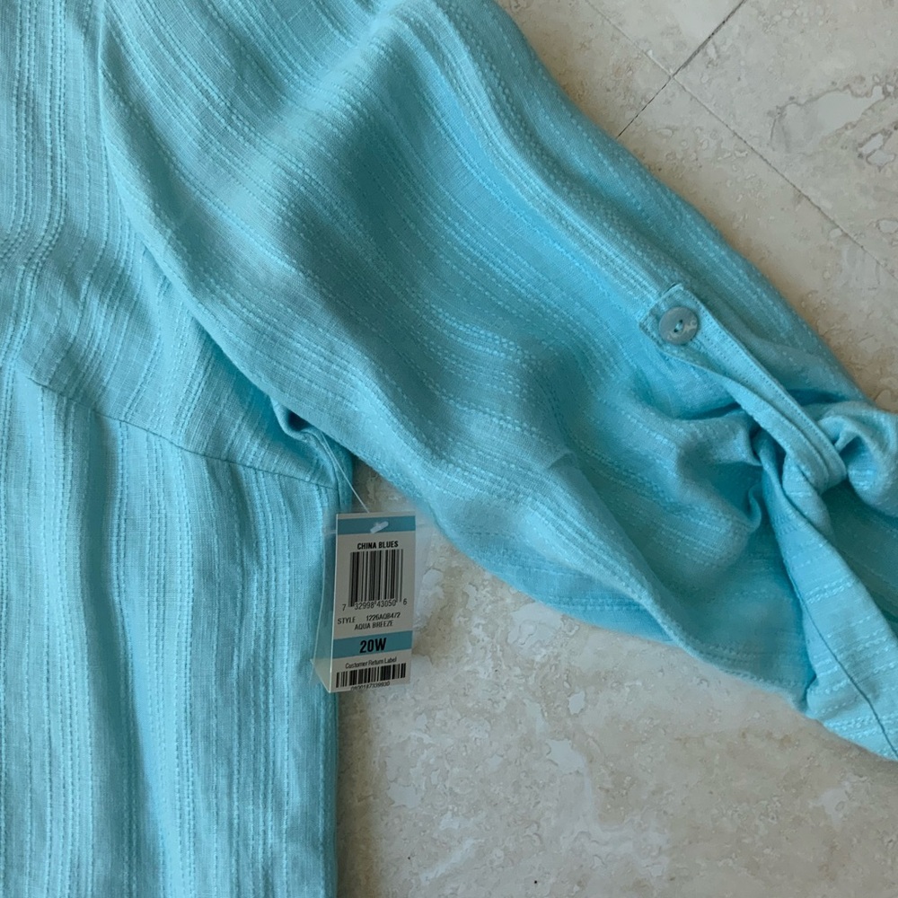 JM Collection Light Blue Button Down Shirt - Picture 5 of 7